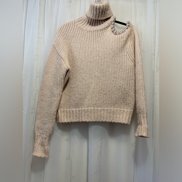 Zara Pearl Cut Out Turtleneck Sweater - Picture 3 of 6